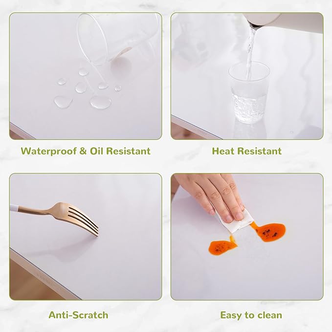 40 x 72 Inch Clear Table Cover Protector, Clear Table Protector for Dining Room Table, 1.5mm Plastic Table Cover, Waterproof Table Pad for Kitchen, Office