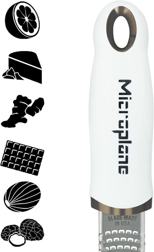 Microplane Premium Classic Citrus Zester Tool and Parmesan Cheese Grater - White