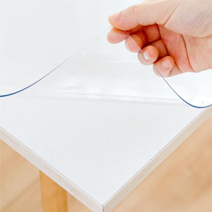 42 x 60 Inch Clear Table Cover Protector, Clear Table Protector for Dining Room Table, 1.5mm Plastic Table Cover, Waterproof Table Pad for Kitchen, Office