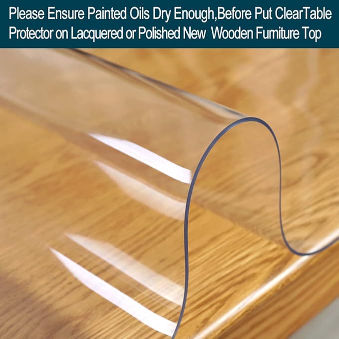 Wadrac Long Clear Table Pad 16x96 Inch Rectangular Transparent Desk Protector Mat Plastic Tablecloths PVC Desk Blotter Table Cover for Side End Table Night Stand Dresser Dining Room Table Thicken