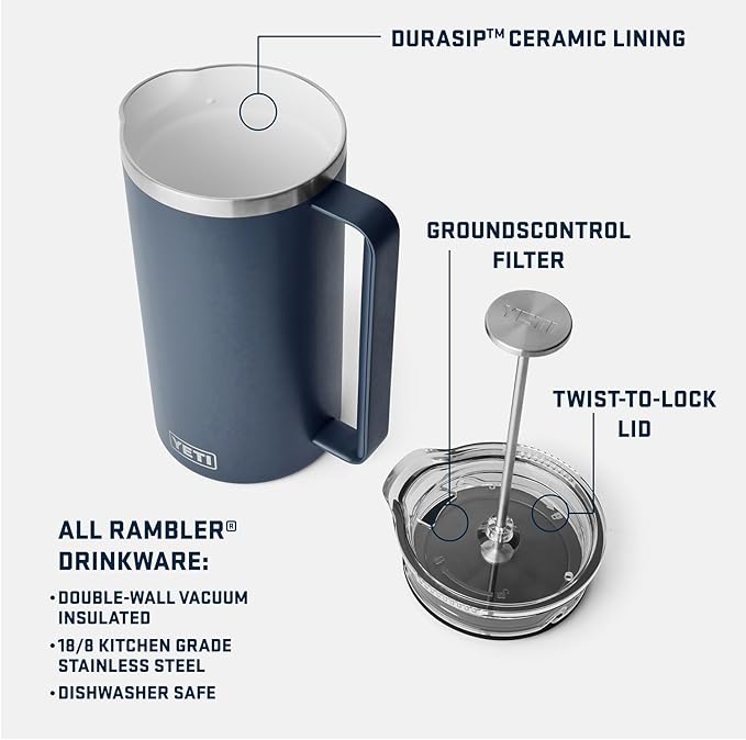 YETI Rambler 34 oz. French Press Coffee Maker, Ultramarine Violet