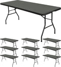 10 Pack Stretch Fabric Table Top Cap Cover, fits 6' Tables, Spandex Table Covers Washable Elastic Rectangle Tablecloth Protector for Indoor Outdoor Party Picnic Wedding, Gray, 30" W x 72" L