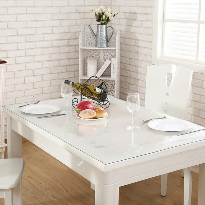 NECAUX Custom Multisize 1.5mm Thick Clear PVC Table Cover Protector - 36 x 54 Inch Table Pads for Dining Room Table Rectangular Vinyl Non-Slip Desk Pad for Coffee Table/Writing Desk/Chair Mat