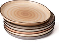 Sweese 7.4 Inch Porcelain Dessert Plates - Round Salad, Appetizer Plate Set for Kitchen, Small, Dishwasher Microwave Safe, Set of 6, Neutral