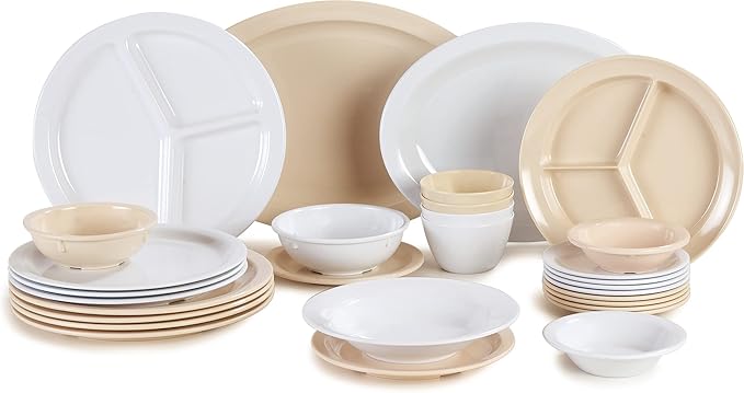 Carlisle FoodService Products Kingline Plastic Oval Platter Oval Tray for Home and Restaurant, Melamine, 12 x 9 Inches, Tan, (Pack of 12)