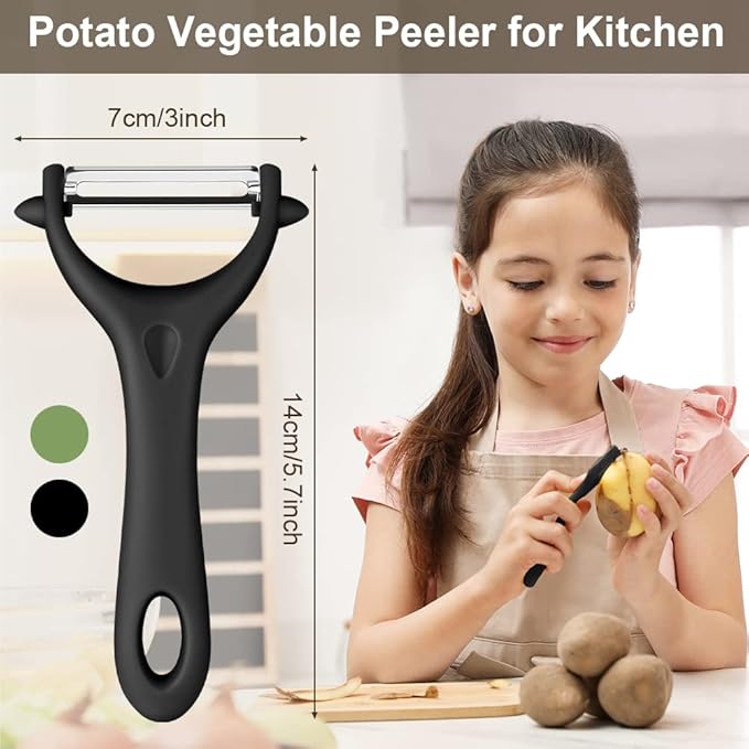 AUAUY 2PCS Potato Peeler, Y-Shaped Swivel Vegetable Peeler, Fruit Peeler for Kitchen, Non-Slip Grip Peeler, Ergonomic Handle Sharp Blade Stainless Steel Peeler（Green, Black）