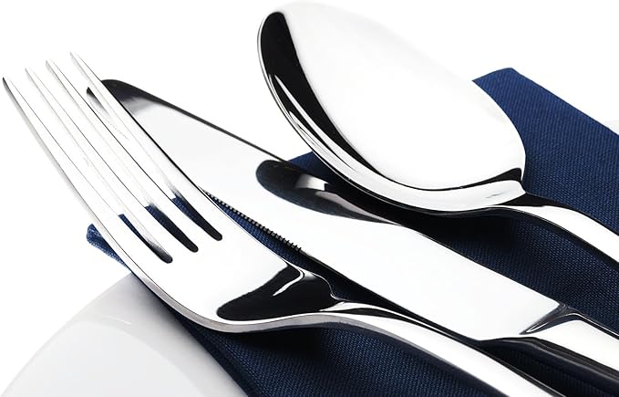 60 Piece Silverware Set for 12, Heavy Duty Stainless Steel Flatware Utensils Cutlery Set Including Steak Knife Fork and Spoon, Dishwasher Safe，Gift Package for Wedding Housewarming