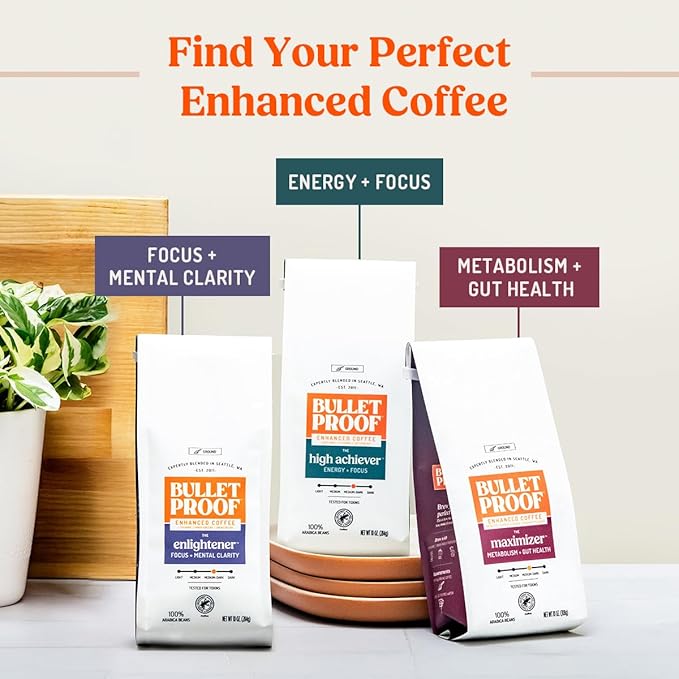 Bulletproof The High Achiever Coarse Ground Cold Brew Coffee, 10 Ounces, Medium-Dark Roast Enhanced Coffee with Lion's Mane Mushroom, B Vitamins, and Adaptogens for Energy and Focus
