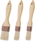 3 Pcs Pastry Brush, Natural Bristle Basting Brush, Cooking Brush, Food Brush, Butter Brush, Baster Brush, BBQ Brushes for Sauce, Kitchen Baking Brushes for Oil, Grilling, Marinade
