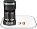 Silicone Coffee Maker Mat with Lip, 17.4'' x 10.6'' Heavy Duty Coffee Maker Mat for Countertops, Coffee Tray Fit Under Coffee Machine Appliance Automatic Machines Espresso Accessory, White