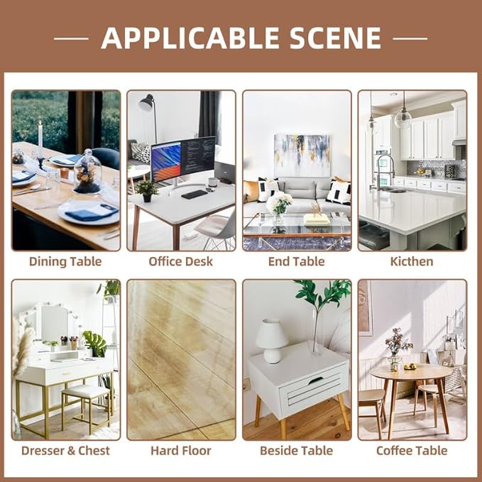 Warmstar Clear Table Cover Protector 40 x 72 Inch,1.5mm Thick Plastic Table Cover Rectangle,PVC Clear Table Protector,Desk Protector Mat for Kitchen, Dresser, Writing Desk，Dining Room Table