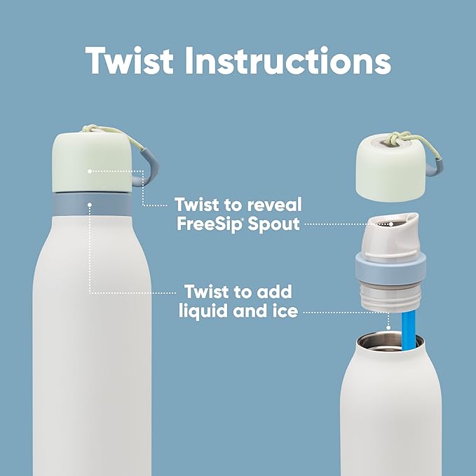 Owala FreeSip Twist Insulated Stainless Steel Water Bottle with Straw for Sports and Travel, BPA-Free, 24-oz, Blue (Vigilante) (DSG)