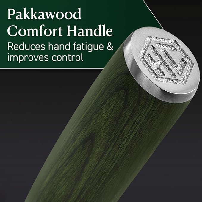 HexClad Santoku Knife, 7-Inch Japanese Damascus Stainless Steel Blade, Pakkawood Handle