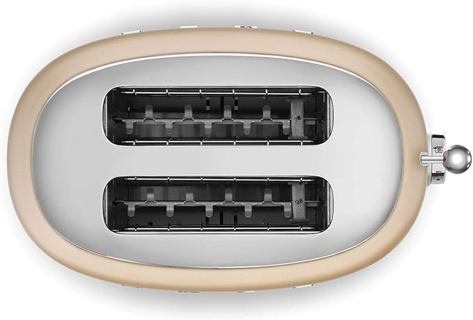 SMEG 2 Slice Toaster with 6 Presets and Defrost Function and Removable Crumb Tray TSF01CHMUS, Matte Champagne