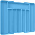 Aujen Silverware Organizer - Expandable Kitchen Drawer Organizer, Adjustable Utensil Organizer, Cutlery Tray for Forks, Knives, Multipurpose Kitchen Organizers and Storage Solution, Dark Blue, Large