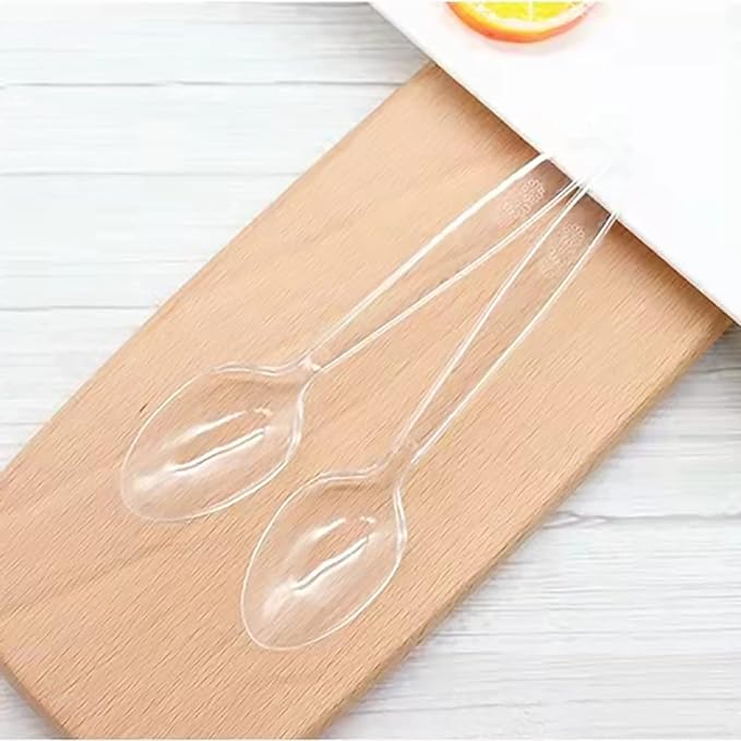 500 Count Clear Plastic Spoons, Heavy Weight Disposable Spoons Cutlery Plastic Utensils, Clear PlasticSilverware Bulk