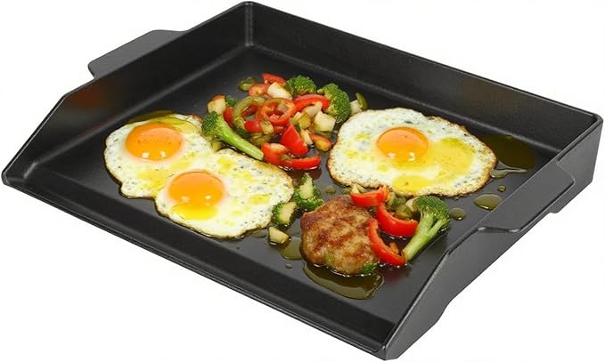 Universal Flat Top Griddle for Gas Grill, Gas Stove,Grill Flat Insert for Outdoor Grills, Stove-Top Griddles for 4 Burner Range Oven, 18.6" × 14" Large Nonstick Cast Iron Cooking Griddle