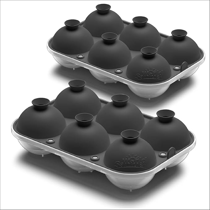 Samuelworld Large Ice Ball Maker with Lid, 12 x 2.5 Inch Ice Balls - Food Grade, Easy To Fill Round Silicone Ice Tray, Perfect Spheres Craft Ice Maker for Whiskey, Cocktails, Gifting - Grey