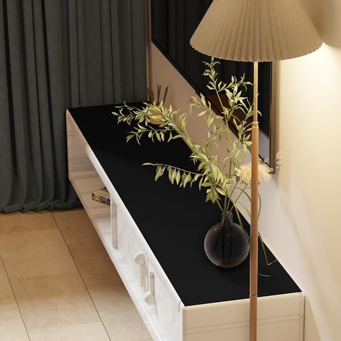 Leather Table Cover,1.8mm Thick,12x78 Inch Desk Cover,Dresser Cover Top,Dresser Protector Top,Dresser Cover,End Table Cover.(Black+Black,12x78)