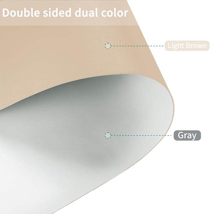 Leather Table Pad,1.8mm Thick,40x96 Inch,Dining Table Pad,Table Pads for Dining Room Table Rectangular,Table Pads for Dining Room Table,Dining Table Cover(Light Brown+Gray,40x96)