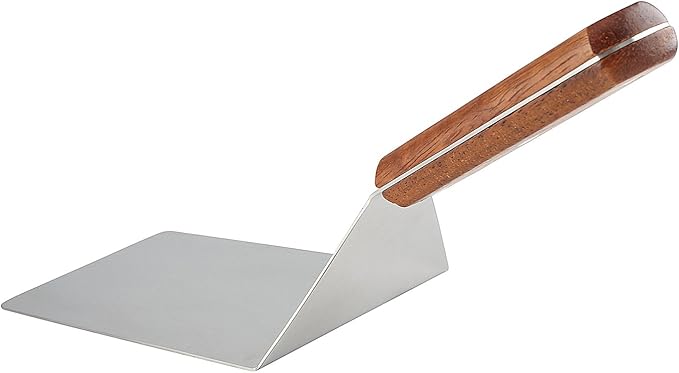 8” Extra-Large Sturdy Stainless Steel Spatula Hamburger Turner with Strong Wooden Handle – Professional Commercial Food Flipper Scraper for Grilling Cooking, Baking for Your Flat Top Restaurants
