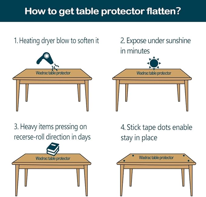 Table Protector Cover Clear Plastic PVC Tablecloth Wipeable Protective Desktop Cover Glass Vinyl Conference Furniture Kitchen Countertop Dining Room Tabletop Protection Pad Office Chair Mat 54x72 Inch