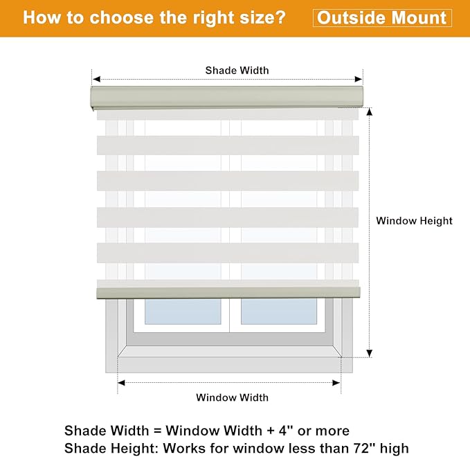 Persilux Cordless Zebra Blinds for Windows Free-Stop Roller Window Shades (39" W X 72" H, Cream) Dual Layer Light Control for Day and Night, Light Filtering Sheer Shades for Home, Easy to Install