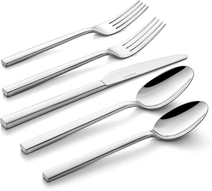 KINGSTONE Silverware Set, 60-Piece Flatware Cutlery Set Premium Stainless Steel, Service for 12, for Kitchen, Home, Wedding, Party, Mirror Polished and Dishwasher Safe