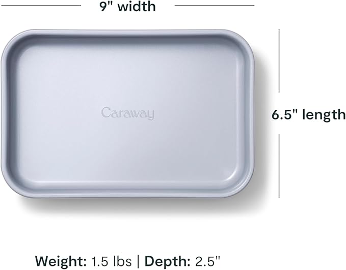 Caraway Nonstick 9” x 6.5” Small Rectangle Baking Pan Duo – Non-Toxic, PTFE & PFOA Free – Aluminized Steel Core – Deep Ceramic Baking Pan for Casseroles, Lasagna & More - Gray