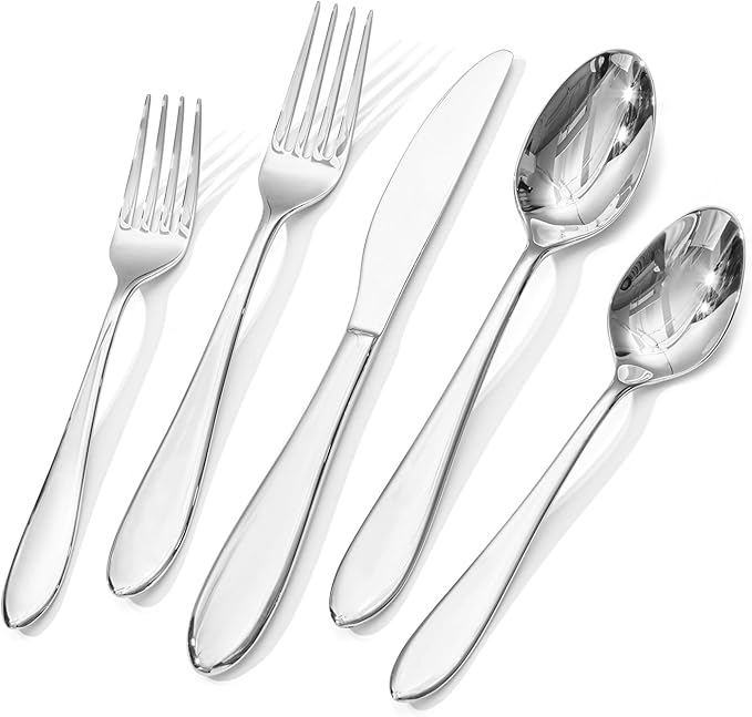KINGSTONE 30-Piece Silverware Set for 6,18/10 Premium Stainless Steel Flatware Set, for Home, Restaurant, Wedding and Party Use,Mirror-Polished Cutlery Set, Dishwasher Safe.