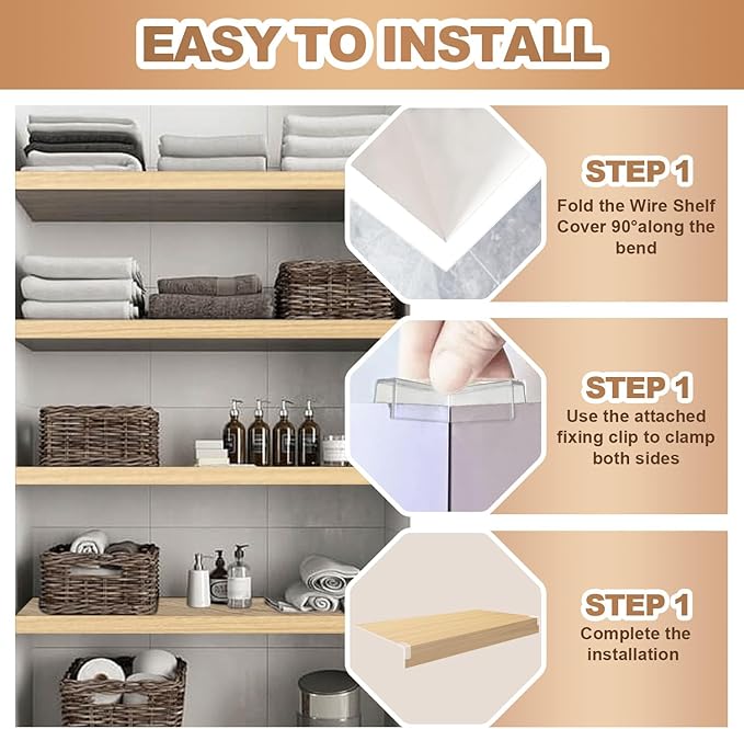 5 Pcs Wire Rack Covers 24x16x3 inch PVC Pantry Shelf Cover 0.31 inch Thick Removable Closet Wire Rack Shelf Covers,Decoration Kitchen Bathroom Office Shelving (Wood Color,24x16x3 inch)