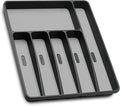 Silverware Organizer Utensil Organizer Holder Kitchen Drawer Organizer Plastic Silverware Tray for Drawer Flatware Organizer 6 Compartment Black