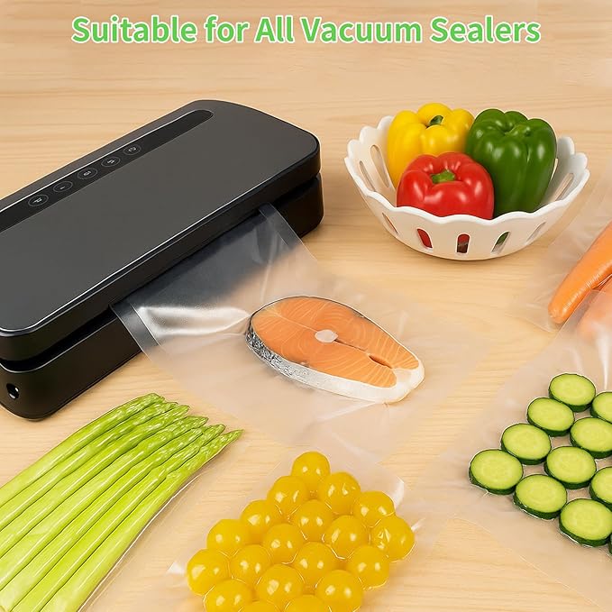 MakMeFre 6Pack 8"x20'(3Rolls) and 11"x20' (3Rolls) Vacuum Sealer Bags Rolls with BPA Free,Heavy Duty Vacuum Sealer Storage Bags Rolls,Cut to Size Roll,Great for Sous Vide Cooking