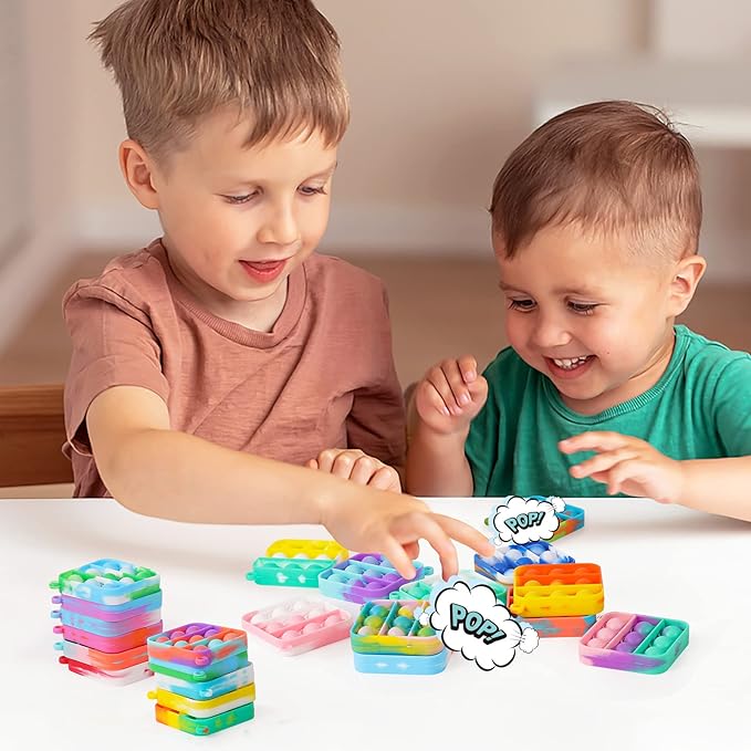Pop Fidget Toys Bulk Its Party Favors for Kids 4-8 8-12 30 Pack Mini Pop Keychain It Christmas Stocking Stuffers for Kids Toy Fidgets for Classroom Prizes Student Gifts Birthday Goodie Bag Stuffers