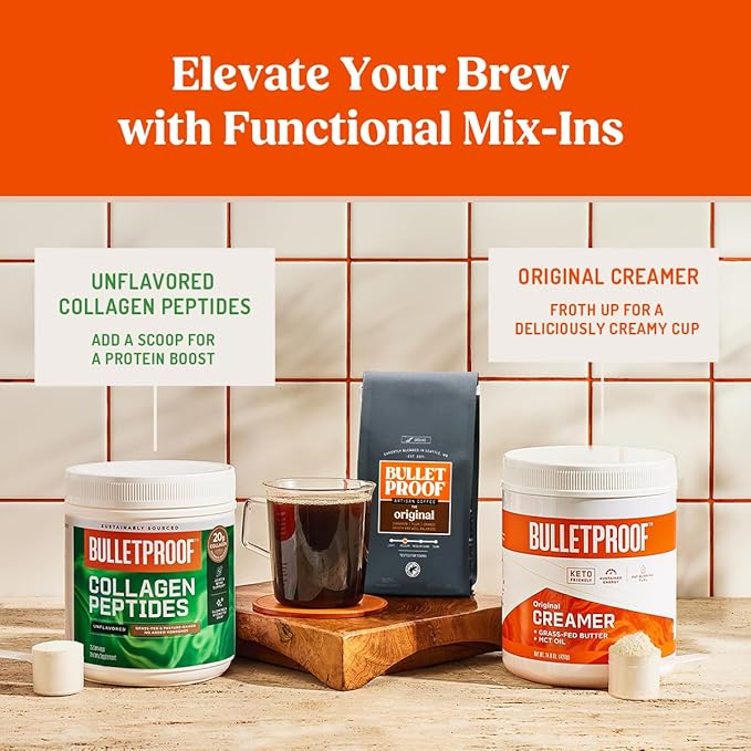 Bulletproof Original Medium Roast Ground Coffee, 12 Ounces, 100% Arabica Coffee, Clean Coffee Tested for Toxins, Packaging May Vary