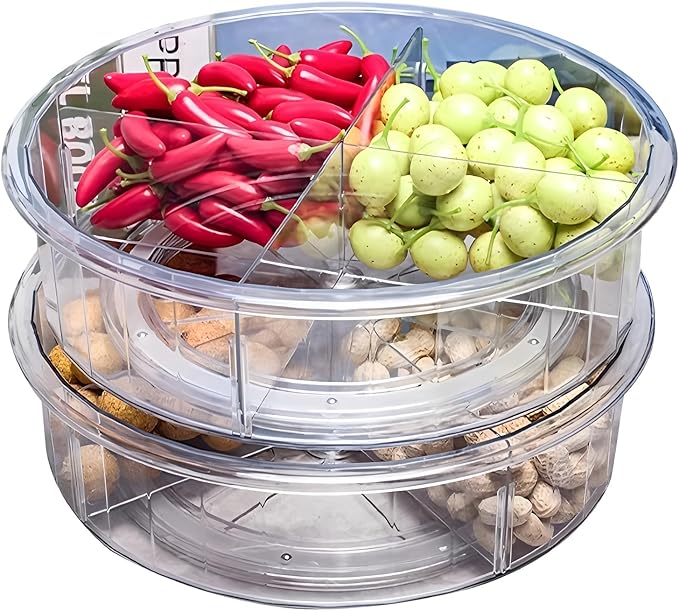 2 Pack Lazy Susan, 10.5 Inch Lazy Susan Organizer, 360 Degree Swivel, for Kitchen, Pantry, Refrigerator, Bathroom and Vanity Countertops (Clear) (2P-10.5 Inch)