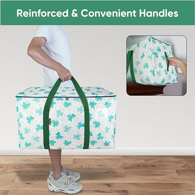 BALEINE 8-Pack Oversized Moving Bags with Reinforced Handles, Heavy-Duty Storage Tote for Clothes, Moving Supplies (Clover, 8-Pack)