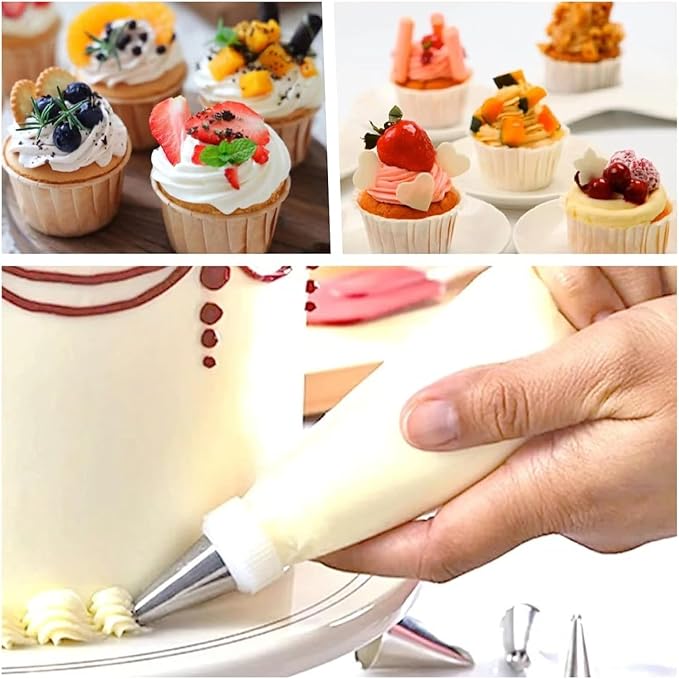 20 Inch icing bags Disposable, Large Pastry Bags Disposable Cake Decorating Bag 100 Count, Thick Plastic Non-Slip Anti-Burst Cake Bags for Frosting Decorating Cake Cupcake Cookie, Easy to Squeeze