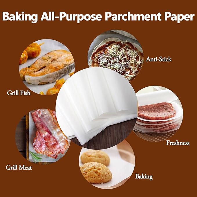 120PCS Thickened Precut Parchment Paper Sheets, 12×16 In Heavy Duty Non-Toxic & Unbleached Parchment Baking Paper for Baking, Grilling, Non-Stick & Comes in Convenient Packaging, Brown
