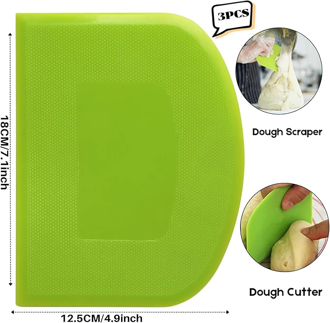 SURDOCA Dough Scraper Bench Scraper - 3P 7.1x4.9" Plastic Flexible Bowl Scraper, Sharp Edge & Angles Cake Scraper. Non-Slip Bakeware Decorating Tools Sculpting & Modeling Tools - Pure Pink