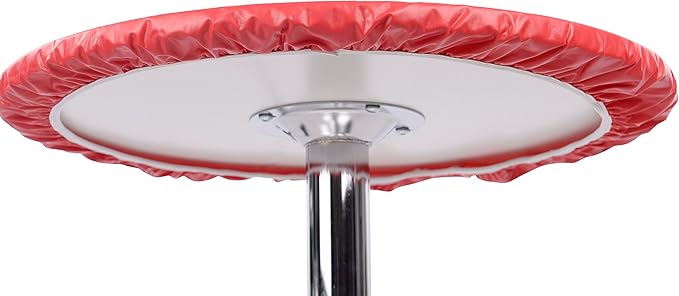 Yourtablecloth Heavy Duty Vinyl Round Fitted Tablecloth (Table Cover) with Flannel Backing Vibrant Colors Elasticized Tablecloth Great for Indoor and Outdoor Dining and Playing Cards 36” Grey