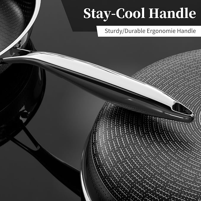 Innerwell Nonstick Frying Pans 9.5 Inch Hybrid Tri-Ply Stainless Steel Frying Pans Titanium Ceramic Nonstick Cooking Pan,PFAS/PFOA/PTFE Free,Compatible with All Cooktops
