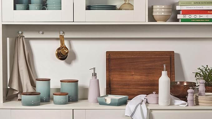 Le Creuset Signature Salt Cellar and Storage Canister with Wood Lid, 16 oz., Marseille