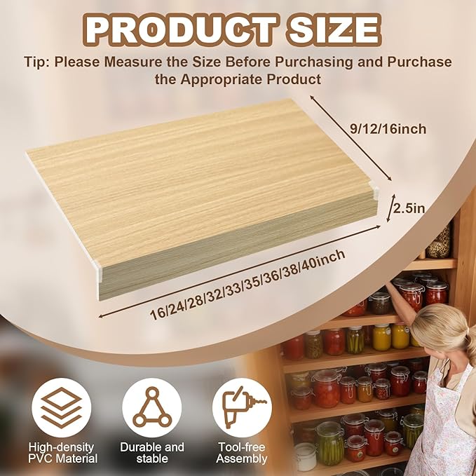 5 Pcs Wire Rack Covers 30x16x2.5 inch PVC Pantry Shelf Cover 0.31 inch Thick Removable Closet Wire Rack Shelf Covers,Decoration Kitchen Bathroom Office Shelving (Wood Color,30x16x2.5inch)