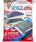 6 Pack Medium Vacuum Storage Bags for Comforters, Blankets & Clothes –Vacuum Sealed Compression Bags with Hand Pump – Space Saver Storage Bags for Bedding, Moving, Travel & Organization