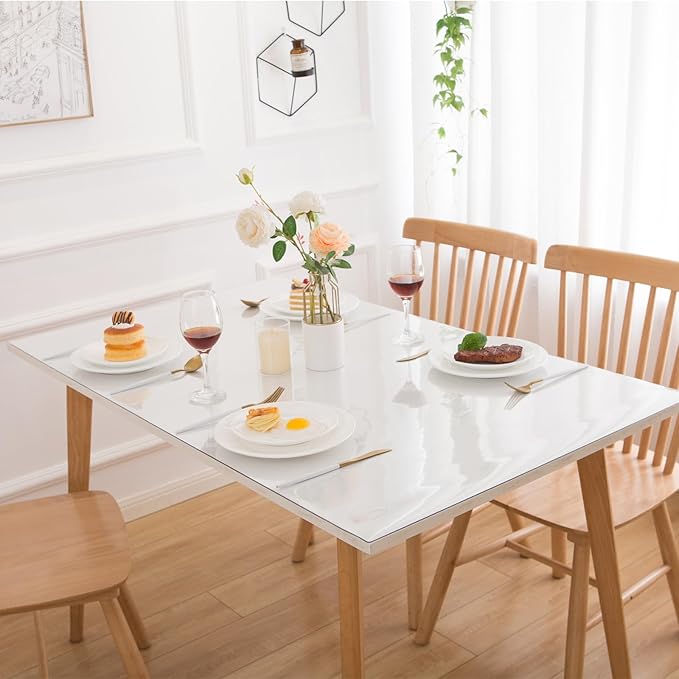 42 x 84 Inch Clear Table Cover Protector, Clear Table Protector for Dining Room Table, 1.5mm Plastic Table Cover, Waterproof Table Pad for Kitchen, Office