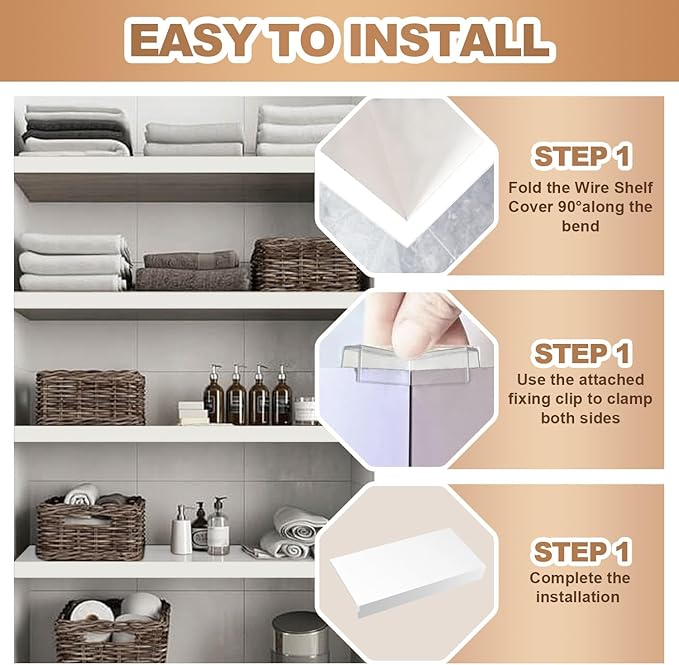 5 Pcs Wire Rack Covers 36x16x3 inch PVC Pantry Shelf Cover 0.31 inch Thick Removable Closet Wire Rack Shelf Covers,Decoration Kitchen Bathroom Office Shelving (Light luxury white,36x16x3 inch)