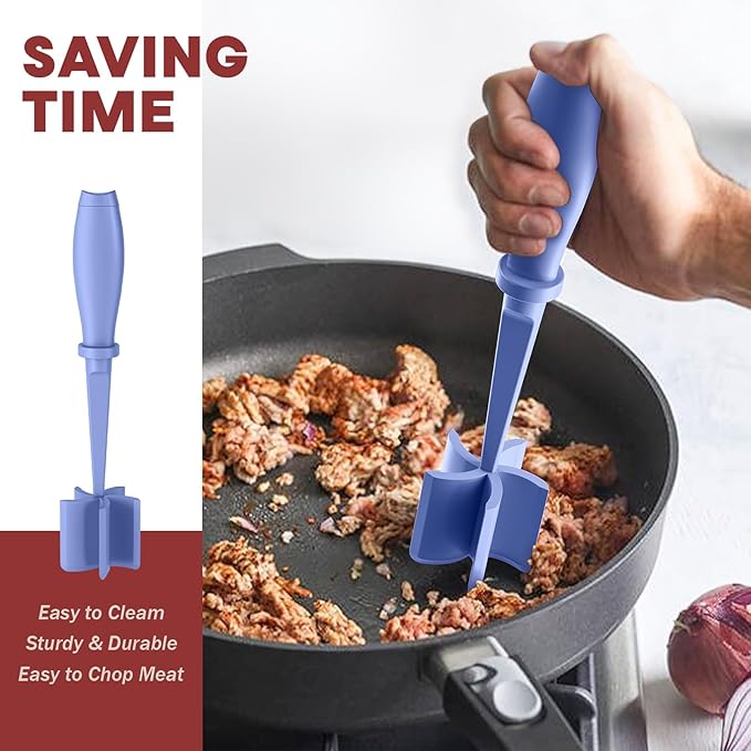 2Pcs Meat Chopper, Hamburger Grinder, Premium Heat Resistant Smasher for Ground Beef, Burger Grinder Nylon Potato Mix Tool-Purple