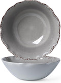 LEHAHA Farmhouse Melamine Serving Bowls,Set of 2, 130 OZ Break Resistant Large Deep Salad Bowls, BPA Free Large Bowl for Serving Salad, Fruit, Vegetables and Food Storage, 12" x 4", Gray