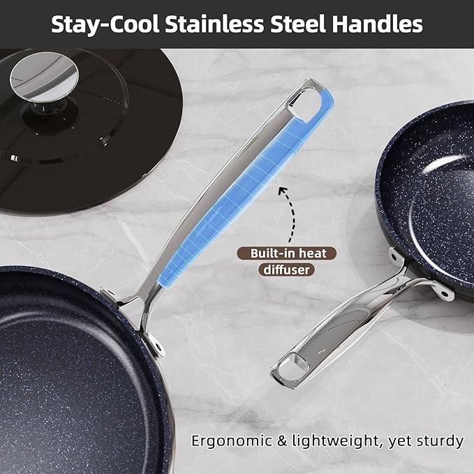 Nuwave Lux 13pc Forged Lightweight Cookware Set PFAS Free, Healthy G10 Duralon Ceramic Coating, Ultra Non-Stick, Stay-Cool Handles, Works on All Cooktops & Induction Ready